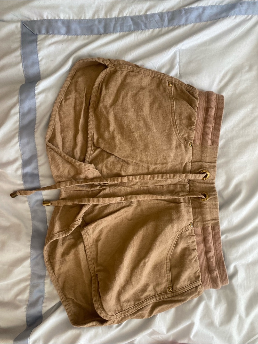 Women’s Athletic Drawstring Shorts in Tan